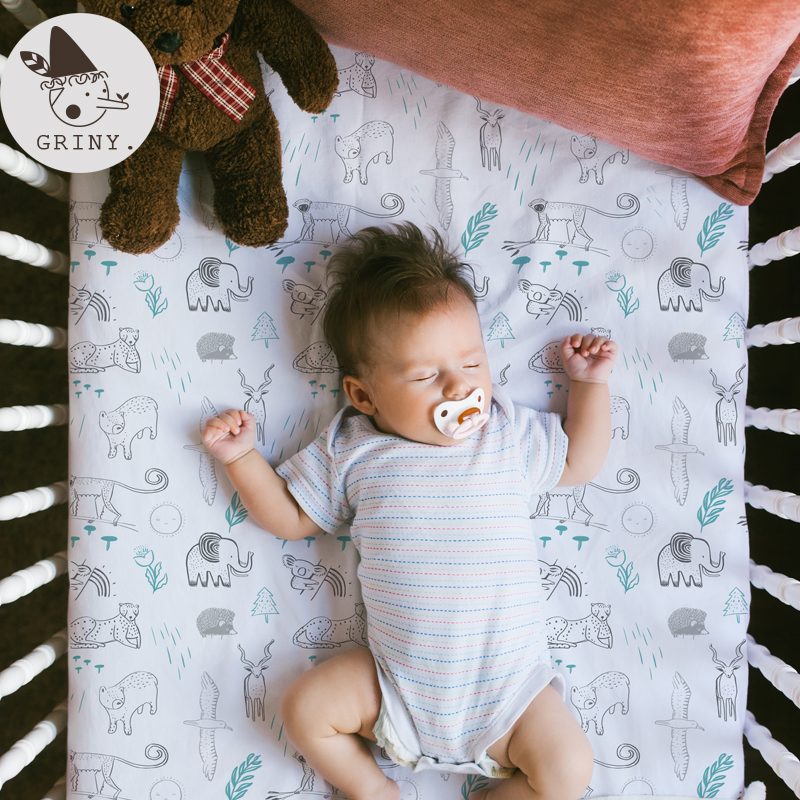 Griny婴儿床笠纯棉宝宝床单ins新生儿床上用品儿童床垫罩单件定做
