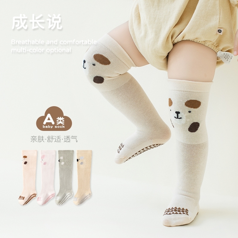 婴儿防蚊袜子夏季长筒袜宝宝可爱中筒袜薄款透气儿童网眼蝴蝶结袜