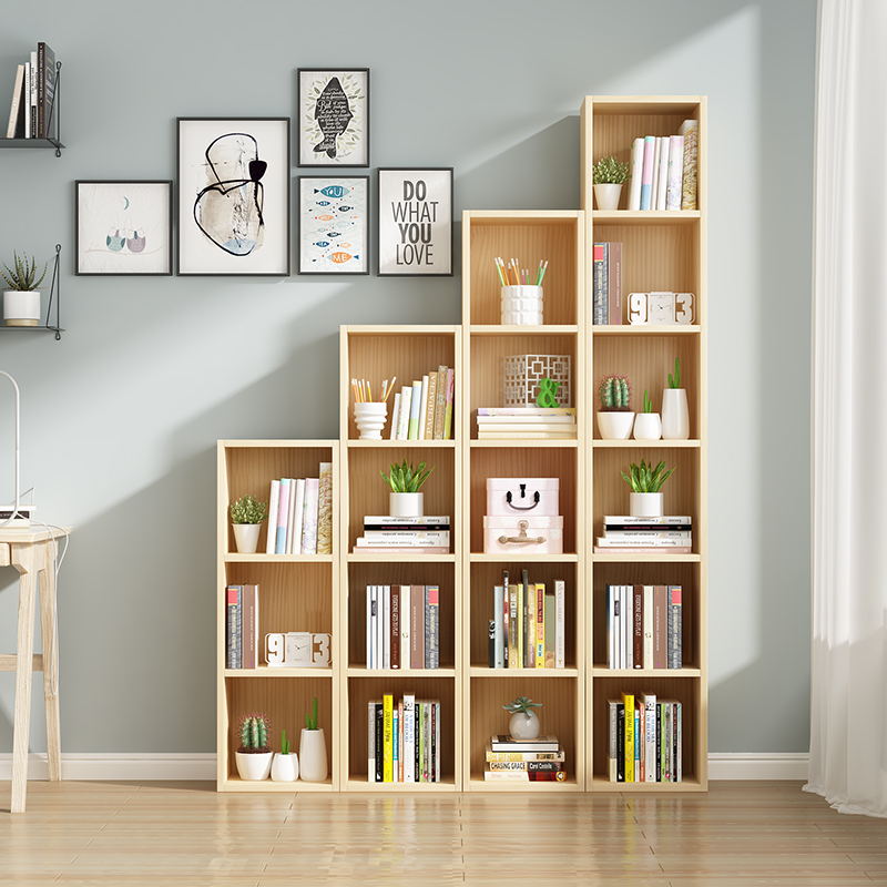 简易窄书柜落地边角儿童书架飘窗置物架实木格子架夹缝储物收纳柜