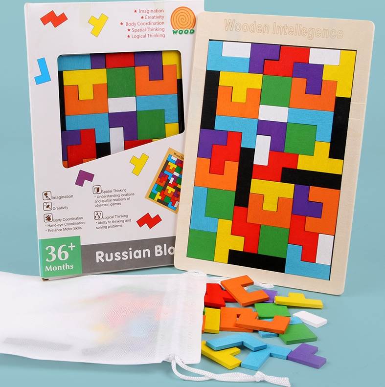 俄罗斯方块积木拼图幼儿童2-3-4-6岁宝宝益智力开发男孩女孩玩具l