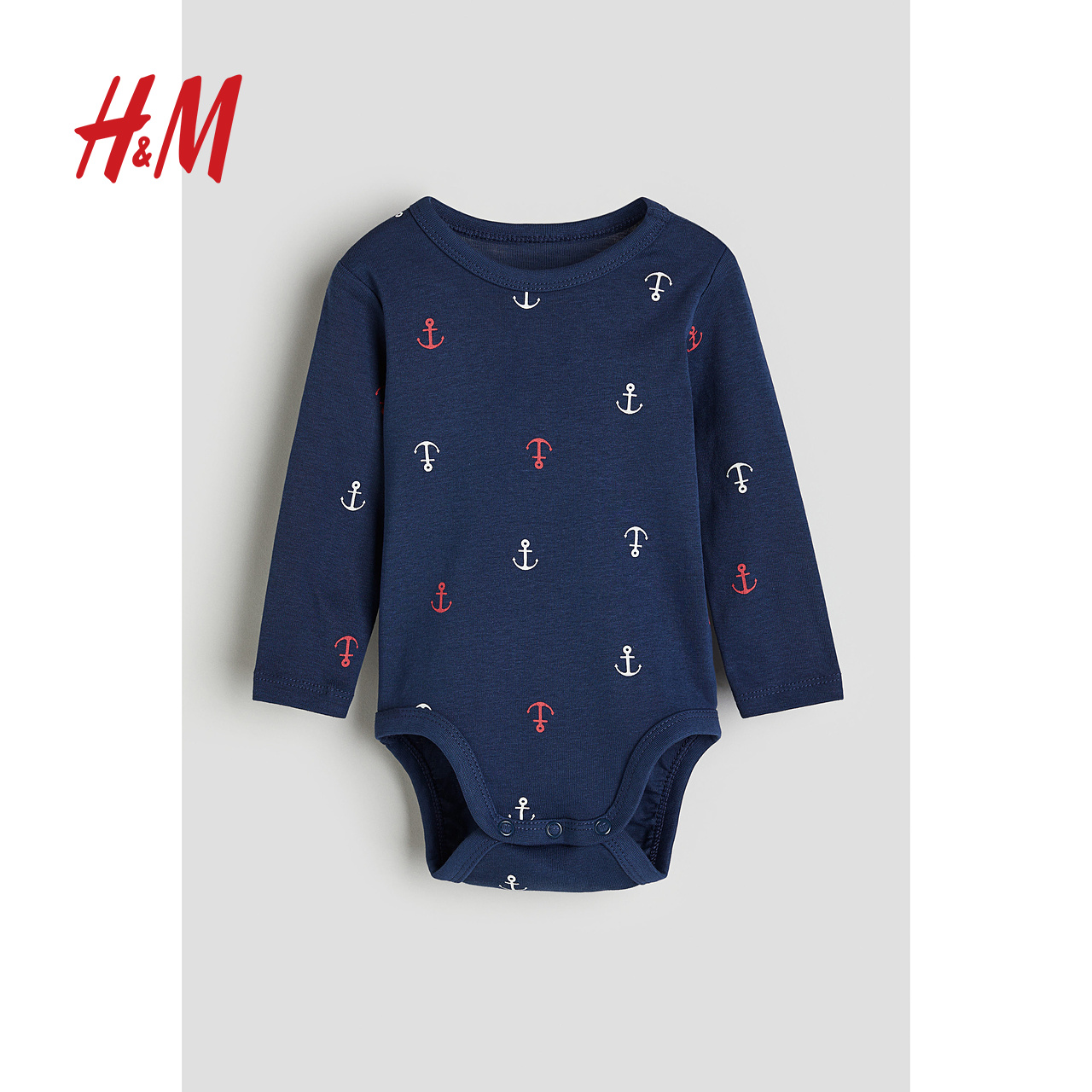 HM童装婴儿连体衣2024夏季新款时尚可爱舒适柔软长袖哈衣1146165