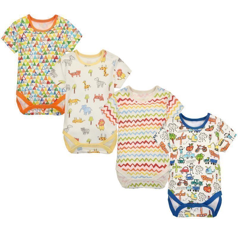 夏季新款婴儿短袖连体衣纯棉宝宝夏装睡衣服哈衣新生幼儿0-1-2岁