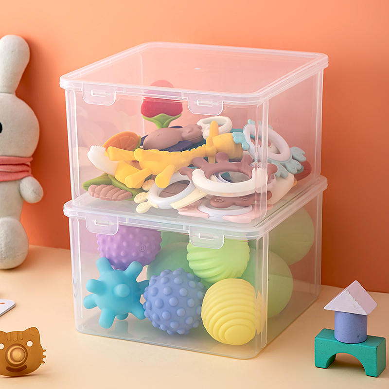 牙胶收纳盒大容量咬胶带盖防尘储存盒宝宝积木小玩具安抚奶嘴盒子