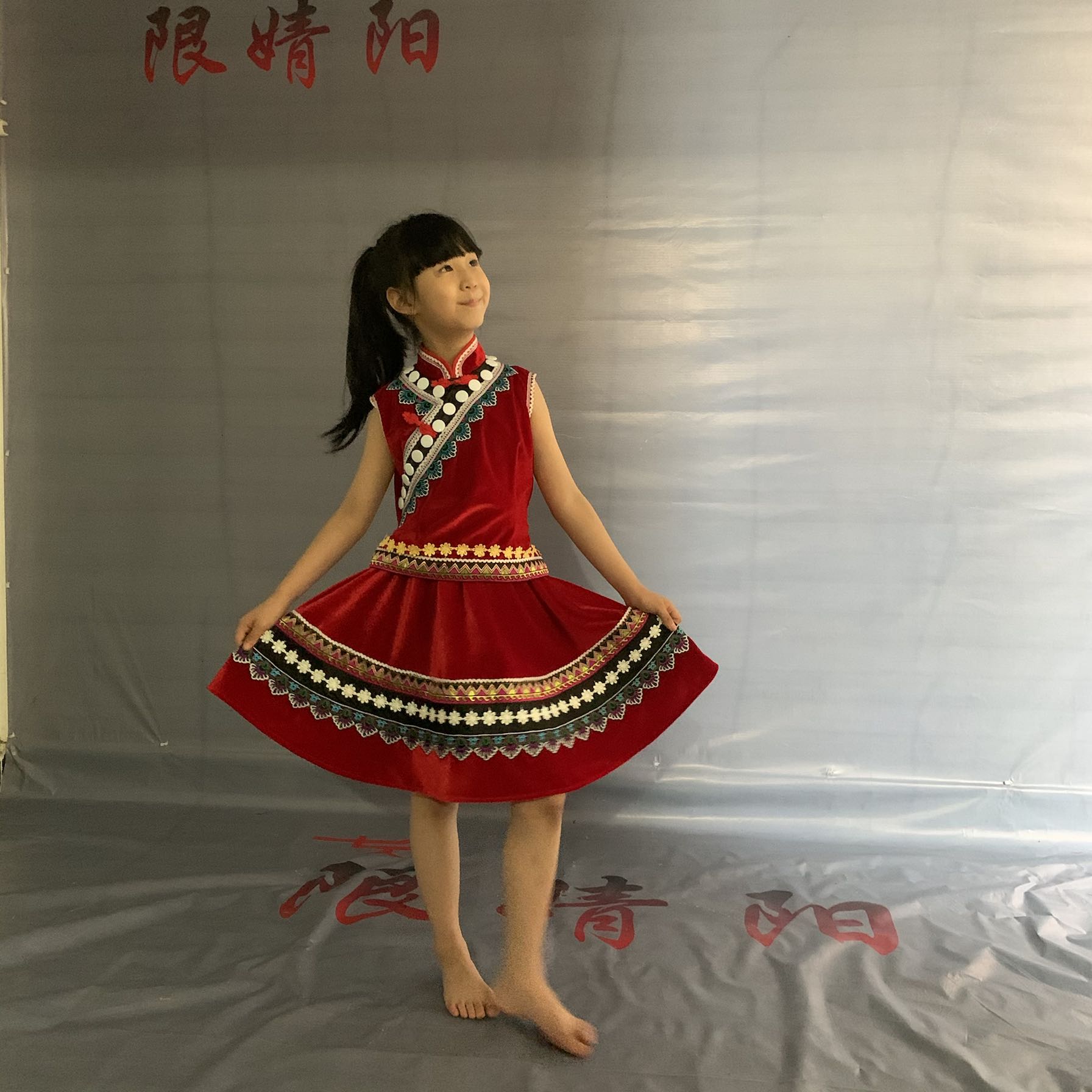 鑫佳儿童少数民族演出服傈傈族舞蹈演出服男女童表演服套装红色款