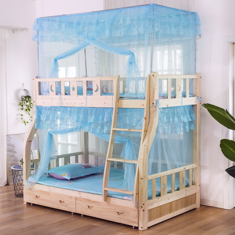 上下床蚊帐子母床高低双层床铺家用儿童床加O密加厚不锈钢支架系