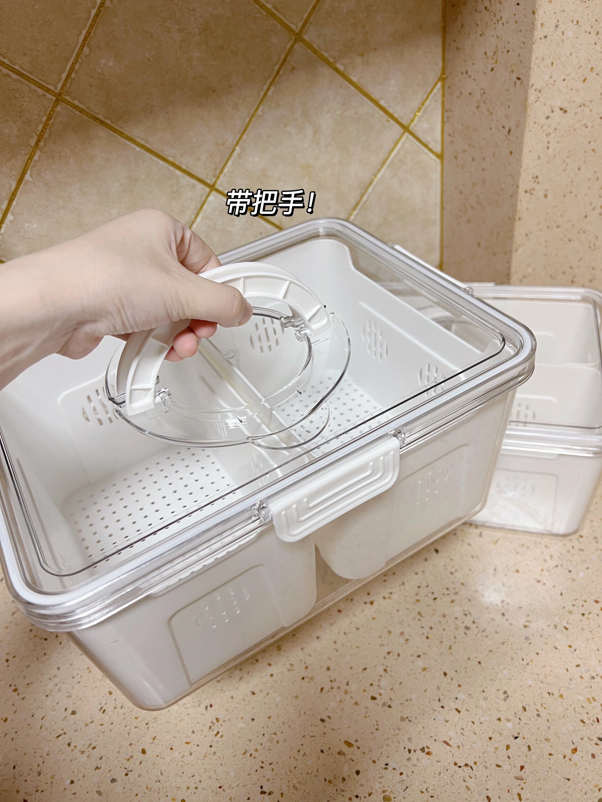 冰箱收纳盒保鲜盒冰箱专用收纳储物盒塑料加厚冷冻沥水PET保鲜盒
