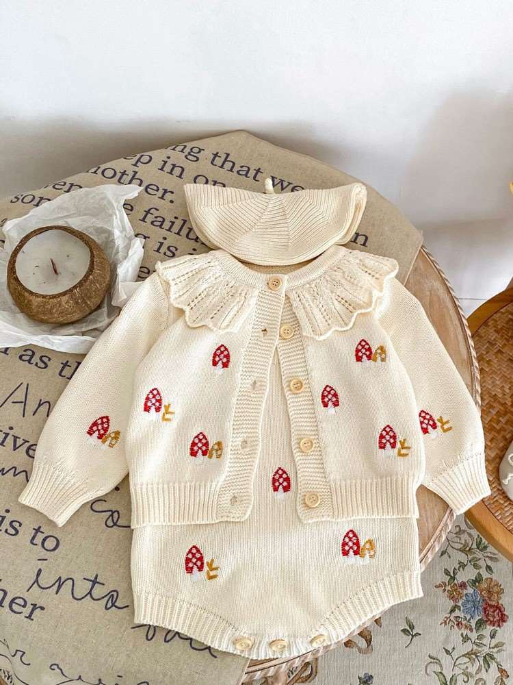 婴儿衣服秋季女宝宝秋装公主包屁衣女婴针织两件套新生儿满月哈衣