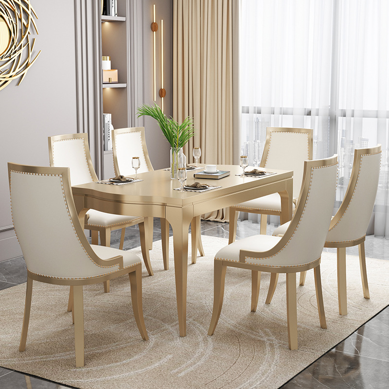 定制美式轻奢后现代简约大小户型豪华餐厅家具长方形全实木餐桌椅