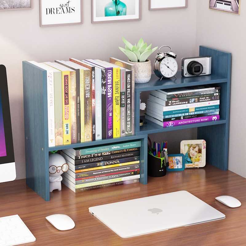 简易书桌上的儿童书架桌面置物架办公室收纳小型学生多层伸缩书柜