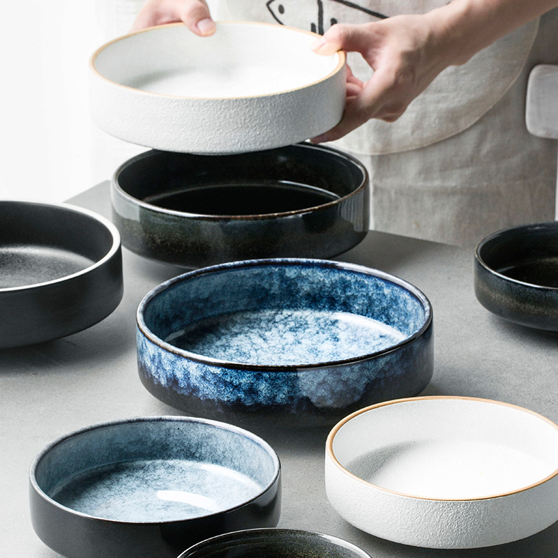 创意陶瓷碗日式钵体碗简约深碗小汤碗沙拉碗家用锥形高脚碗沙拉盘