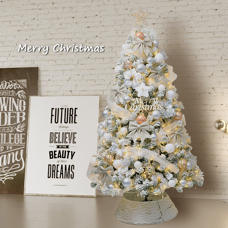 白色落雪植绒家用圣诞树套餐加密圣诞节新款装饰用品商场橱窗摆件