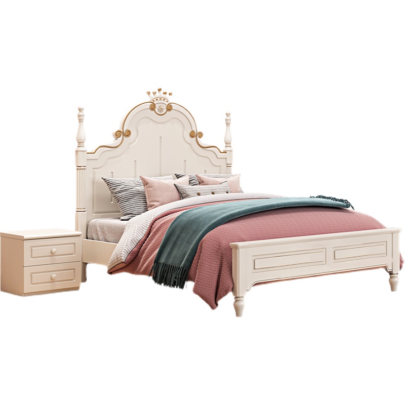 米里梵尔儿童床女孩公主床单人床美式1.5粉色小床少女儿童房家具