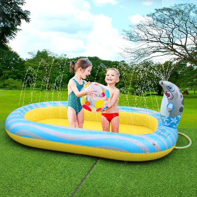 2022新款夏季婴儿充气恐龙喷水池幼儿园户外游泳池家用宝宝游戏垫