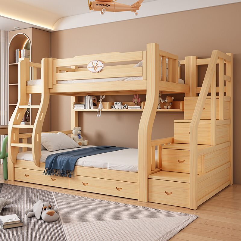 全实木上下铺双层床多功能儿童床高低床子母松木小户型家用上下床