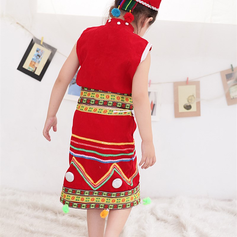 儿童傣族舞蹈演出服佤族幼儿童民族舞蹈服装女童少数民族儿童服饰