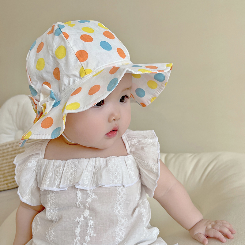 婴儿帽子夏季薄款遮阳帽3-16个月纱布纯棉春夏防晒男女宝宝渔夫帽