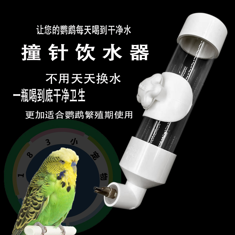 183小宠物鹦鹉撞针饮水器中小型鸟类饮水壶繁殖鸟笼水杯虎皮牡丹
