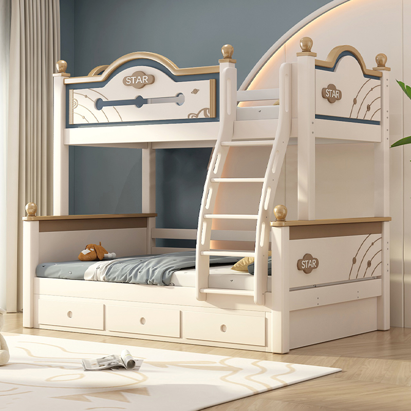 上下铺双层床全实木樱桃木高低床两层小户型儿童轻奢子母床上下床
