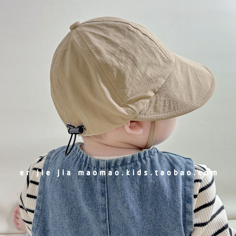 婴儿帽子夏季防晒帽简约洋气大帽檐幼儿速干帽遮阳男女童渔夫帽潮