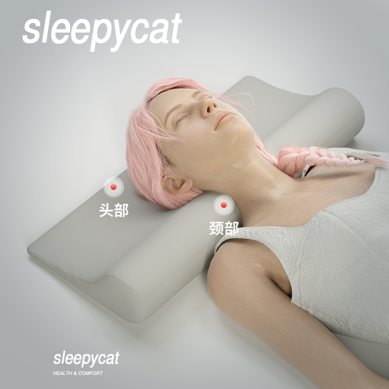 泰国乳胶护颈枕颈椎枕头圆柱糖果睡眠专用劲椎枕圆形脊椎音符低枕