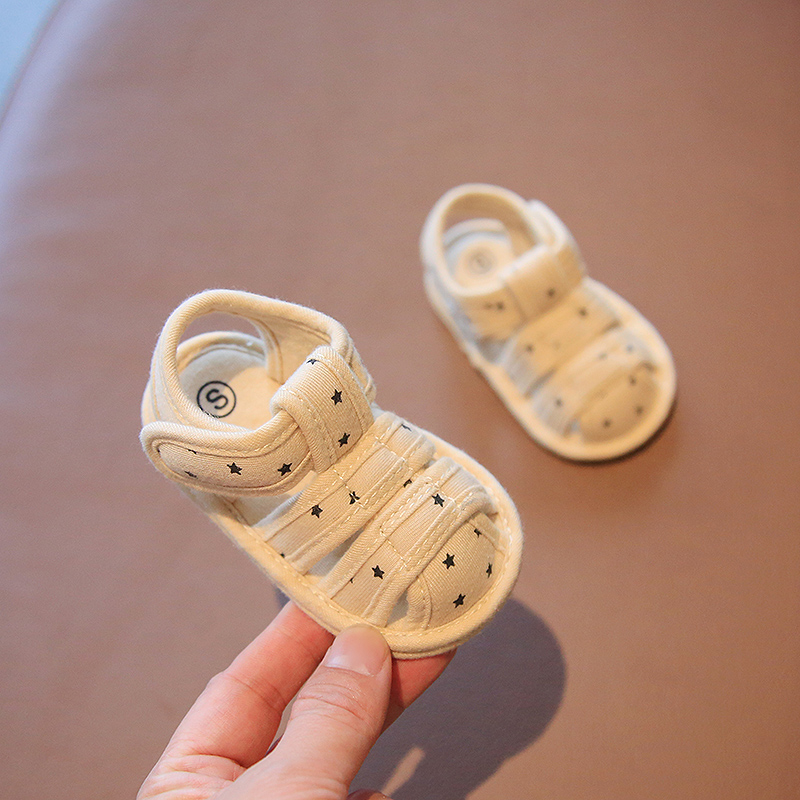 夏季一岁宝宝布凉鞋女6到12个月婴儿地板鞋子婴幼儿学步前鞋软底8