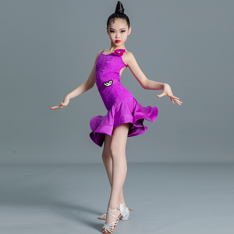 维妮舞夏季拉丁舞裙网红专业儿童表演服练习服女童拉丁舞演出套装