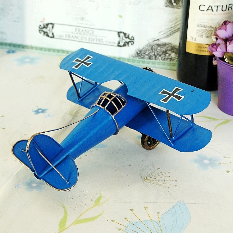 现货家居装饰品二战复古金属飞机模型 小飞机时钟 飞机三色大小号
