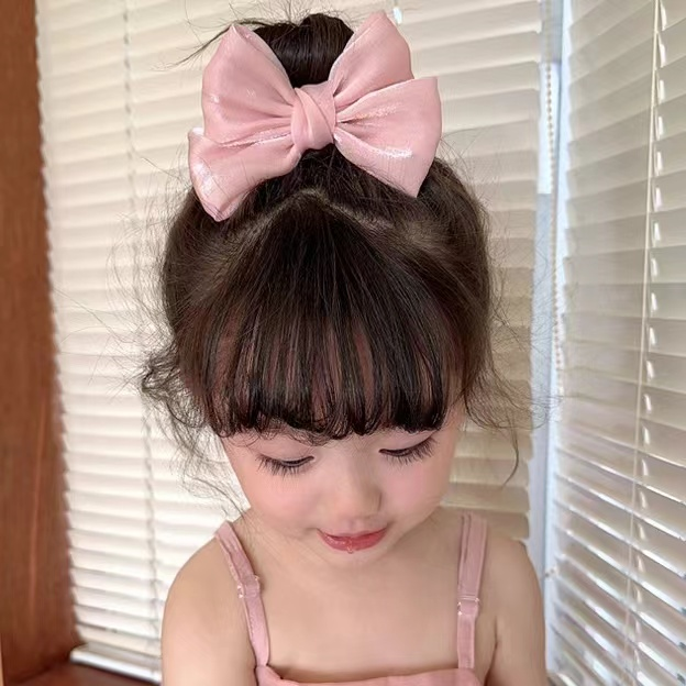 儿童女发卡头饰粉色蝴蝶结头顶发夹发绳一字夹后脑勺超仙大肠发圈