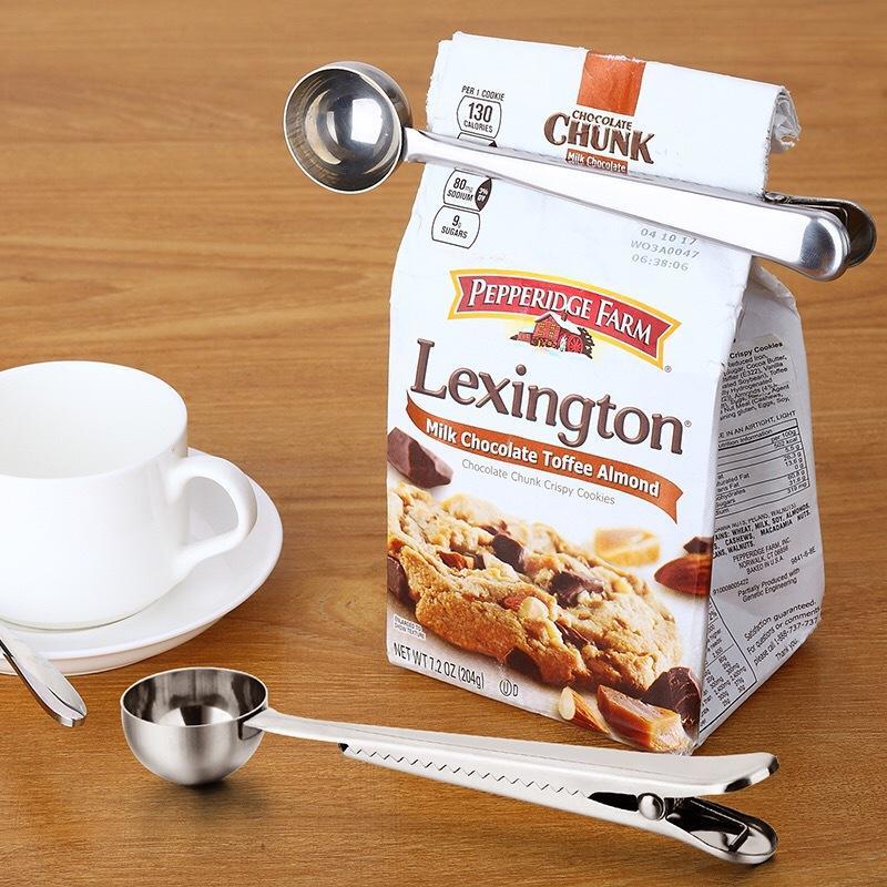 奶粉量带封口夹子爆款多功能咖啡子不锈钢厨房工具日韩创意勺