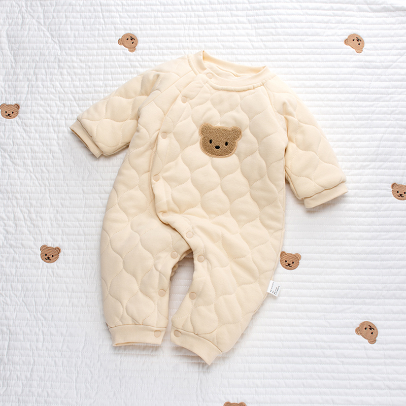 新生婴儿儿衣服冬季外穿棉袄0一3个月宝宝加厚夹棉连体衣韩系外套