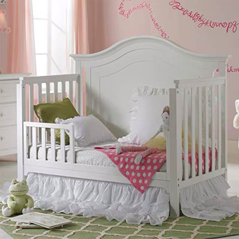 多功能婴儿床进口实木环保童床出口美国翡雪普锐斯拼大床变成人床