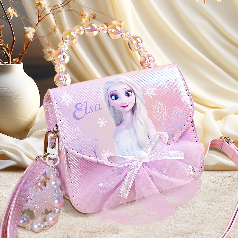 迪士尼儿童斜挎包女孩艾莎公主可爱小包包女童冰雪奇缘卡通手提包