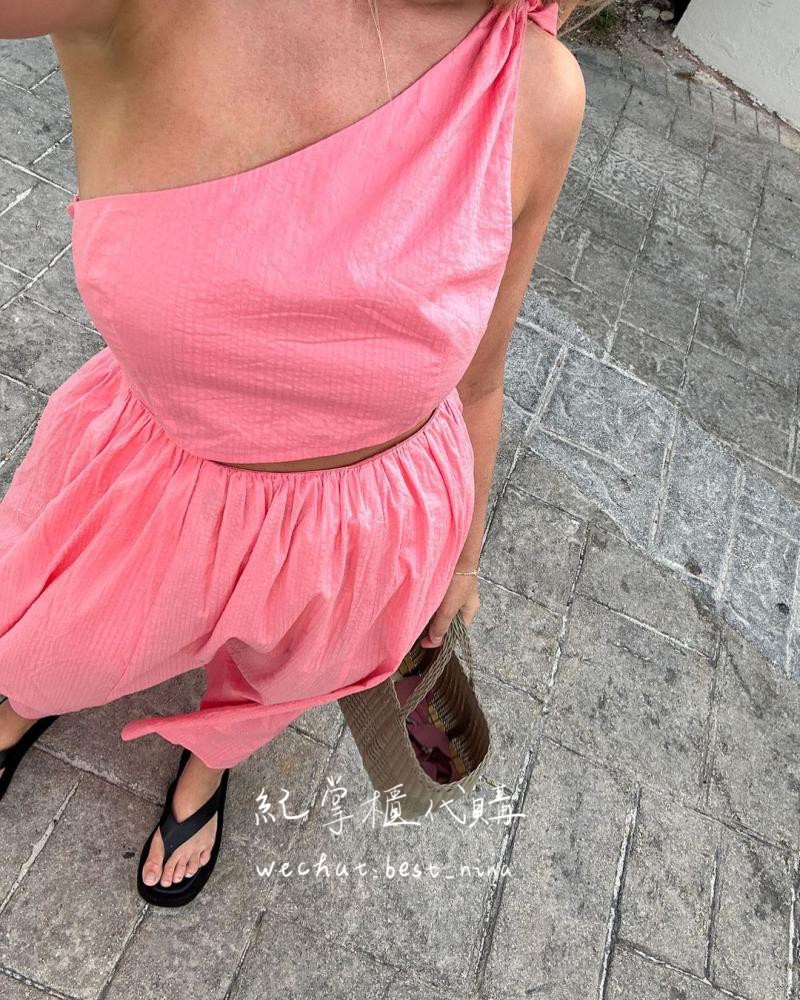 MARYSIA Alberobello 单肩挖剪纯棉中长连衣裙纪掌柜代购