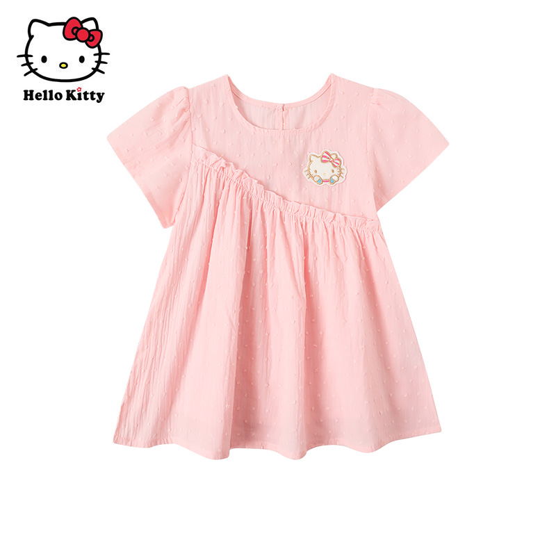 Hello Kitty童装女童短袖纯棉连衣裙公主裙子洋装