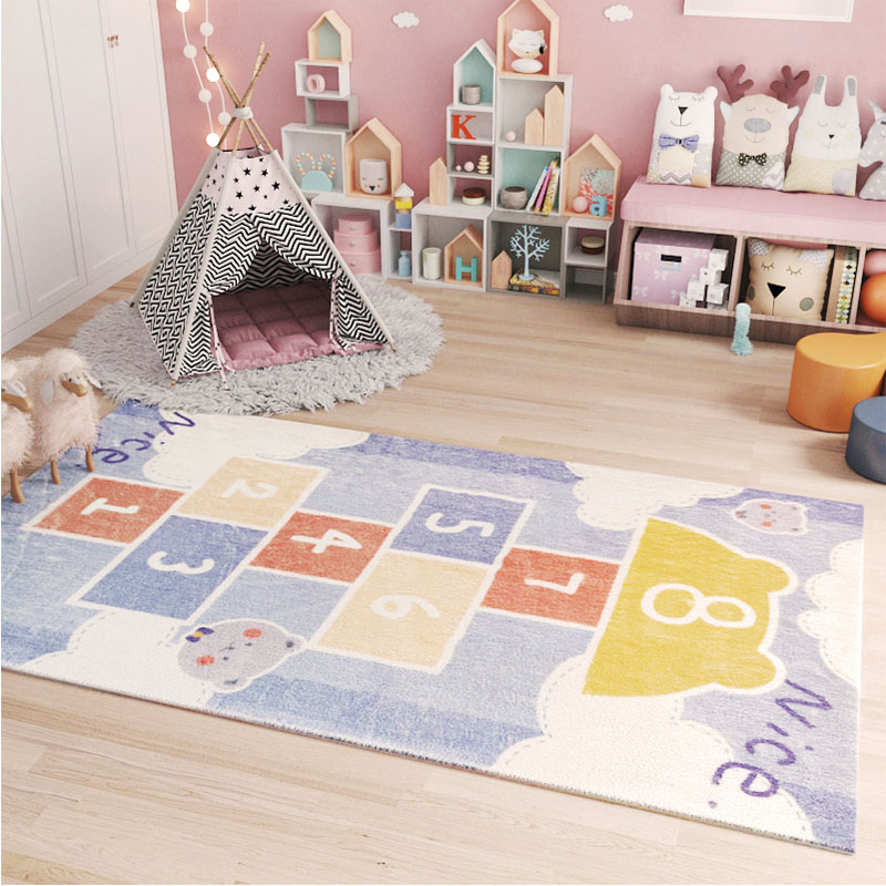 立减儿童地毯儿童房卧室床边毯卡通宝宝垫子家用可机洗客厅跳房子