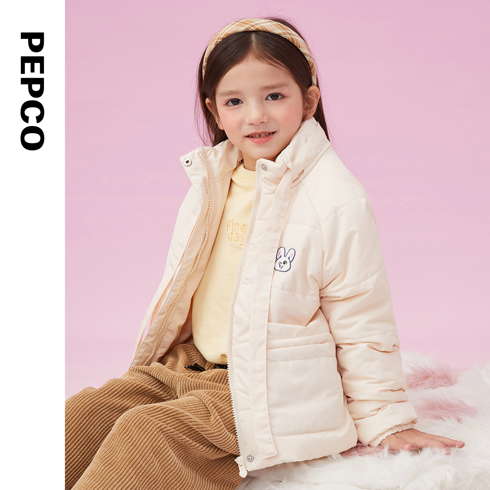 小猪班纳童装2021冬装新款儿童外套中大童女童棉服棉衣拉链衫洋气