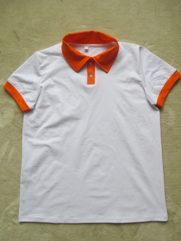 夏季短袖T恤儿童POLO衫中小学生校服橘色领子T恤领棉质透气校服