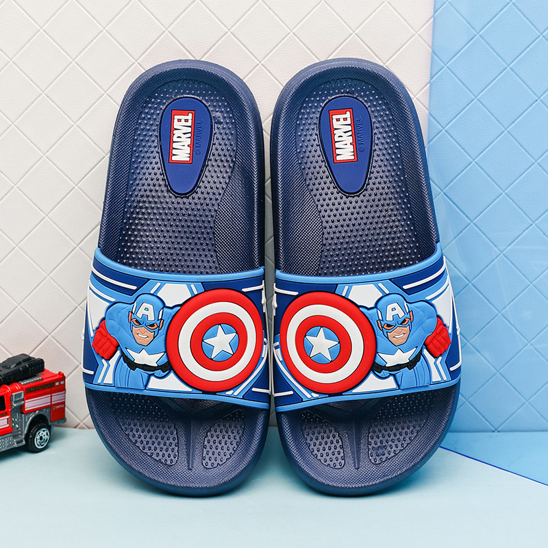 新款迪士尼儿童拖鞋3岁男童卡通夏季舒适一凉拖浴室防滑美国队长