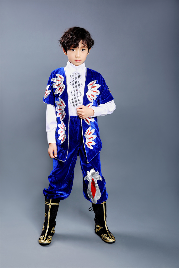 正品儿童蒙古族舞蹈服装男孩男童藏族衣服少数民族服饰六一演出表