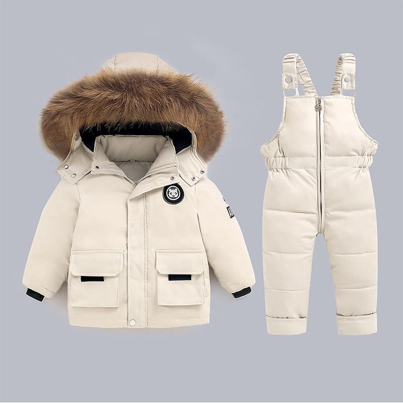 宝宝儿童羽绒服套装男女童婴儿12-韩版3岁新款-冬装背带裤两件套