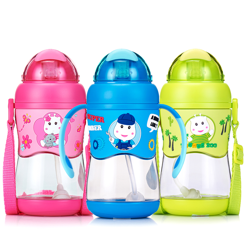 小比咔tritan水杯吸管儿童夏季幼儿园宝宝水壶学饮杯带重力球手柄