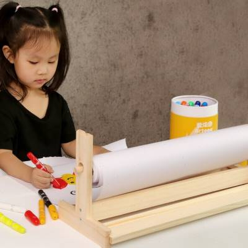 爱涂图木质画架桌面儿童卷纸绘画架画具画纸宝宝涂鸦空白画卷轴架
