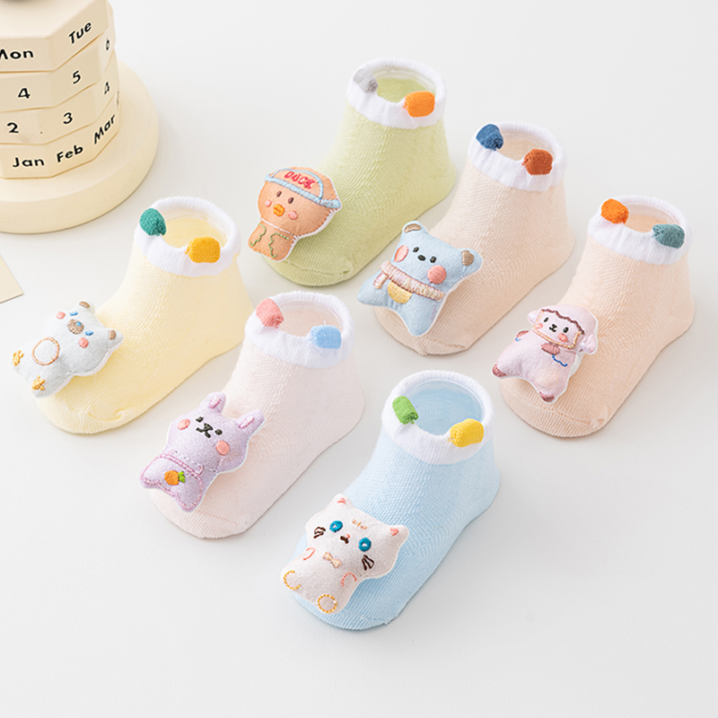 新生儿袜子春夏薄款纯棉无骨宝宝公仔卡通地板袜0-12个月婴儿短袜