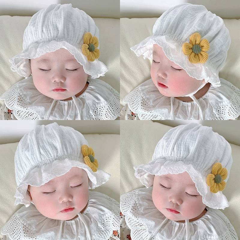 新生的婴儿遮阳帽小月龄胎帽子0一6月宝宝帽子夏季超薄三个月夏天