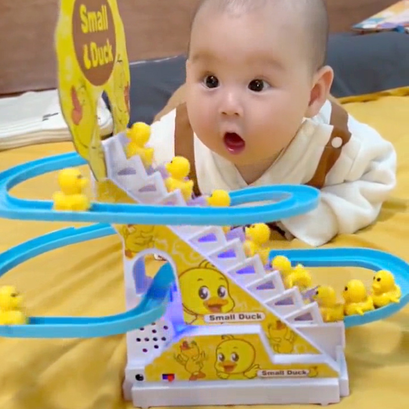 婴儿玩具0一1岁小黄鸭爬楼梯宝宝益智早教四抬头练习3到6个月龄三