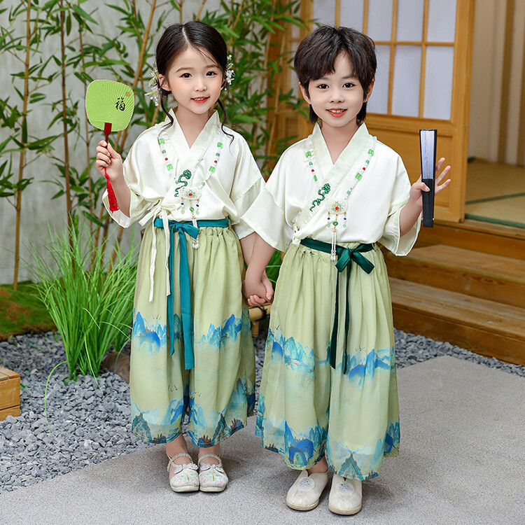 儿童汉服夏装新款女童中国风两件套中式民族风唐装男童国学服古装