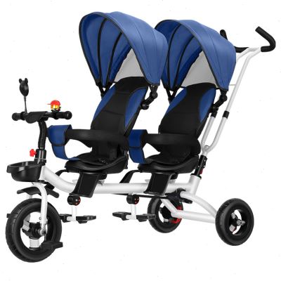 促销双胞胎三轮车儿童双坐脚踏车双胞胎婴儿推车1-5岁宝宝车可转