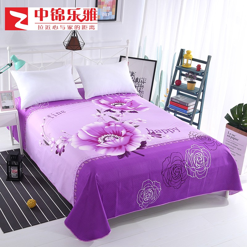 紫色磨毛定位床单单件1.8米床加厚大版花被单贴身裸睡灰国民穿单
