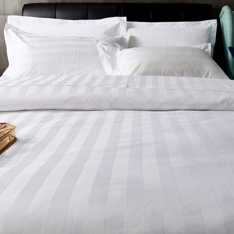 宾馆床上用品三公分条纹纯棉床笠加密加厚白被单专用酒店床单单件
