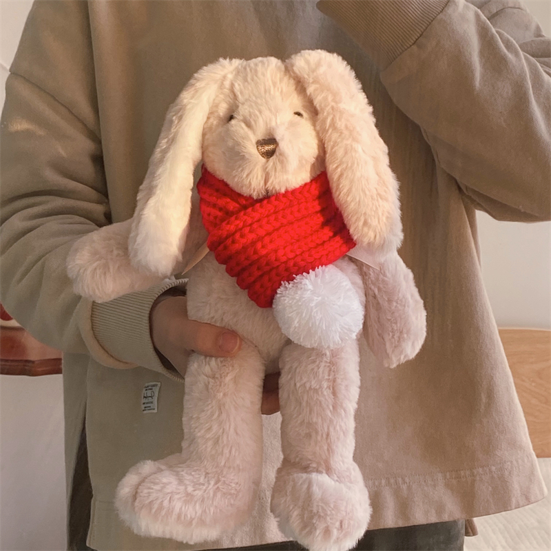 本命年兔子公仔红色围巾新年礼物装饰毛绒玩具兔兔玩偶奶萌可爱